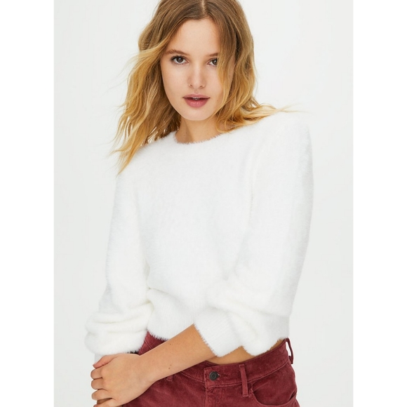 Aritzia Sunday Best Kitten Cropped Fuzzy Sweater